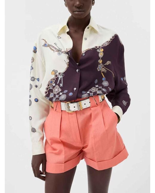 Versace Purple Silk Twill Print Shirt
