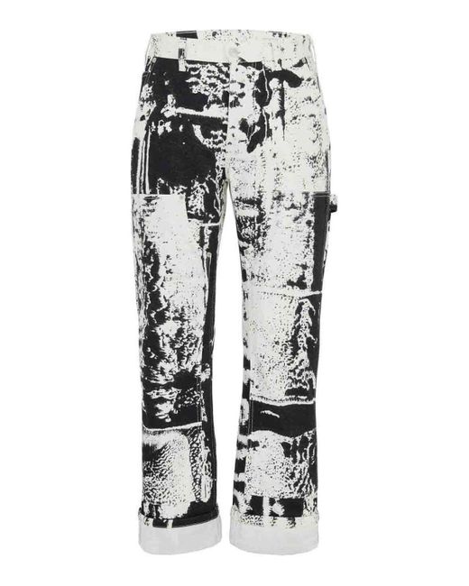 Alexander McQueen White Cropped Jeans With Print for men