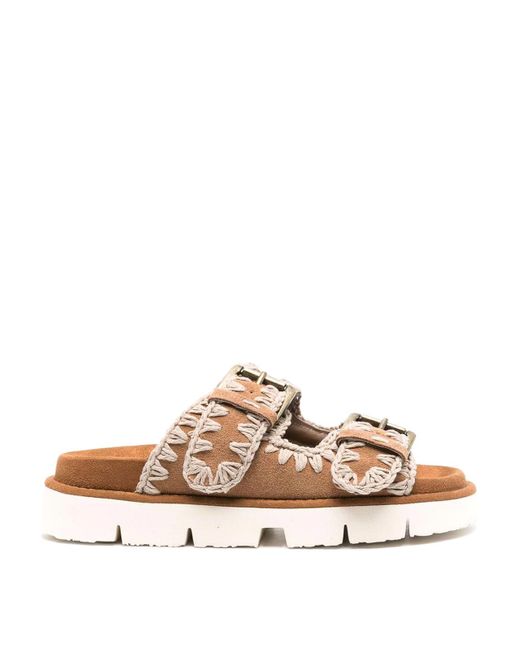 Mou Brown Leather Sandals