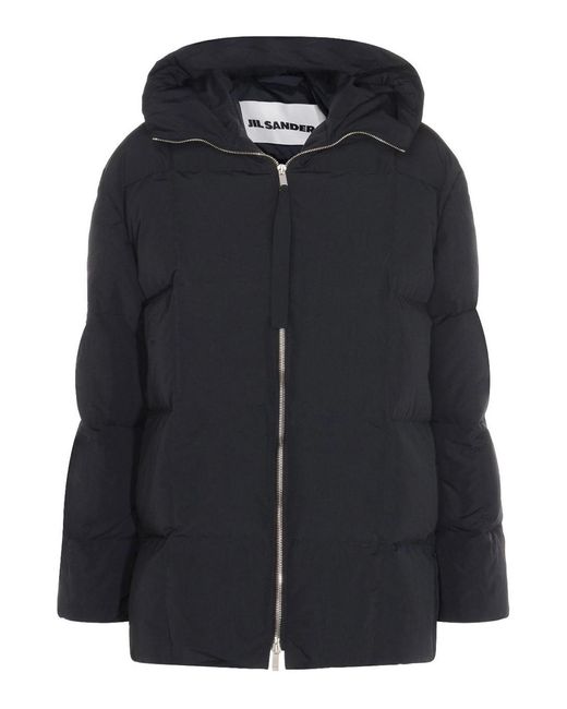 Jil Sander Black Hooded Down Jacket