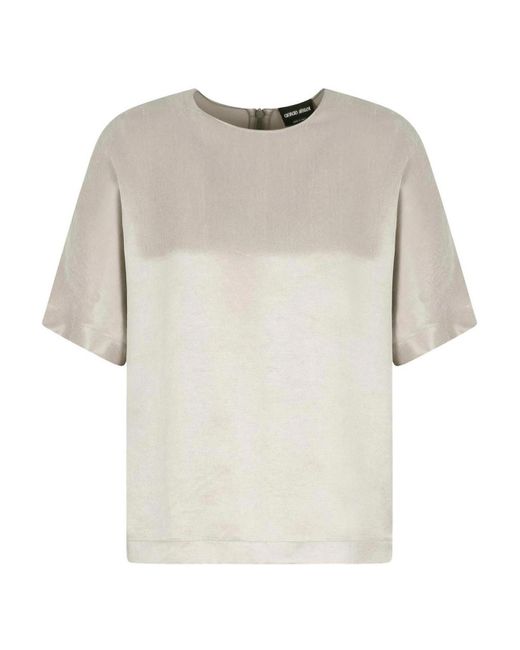Giorgio Armani Natural Cupro And Viscose Crew-Neck Blouse