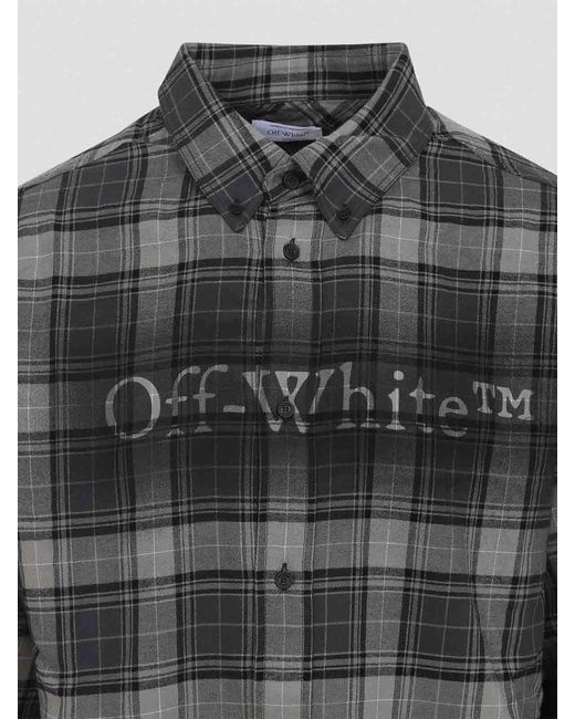 Off-White c/o Virgil Abloh Gray Off Spray Book Check Flan Reg Shirt for men