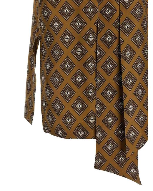 Alberto Biani Brown Tie Print Top