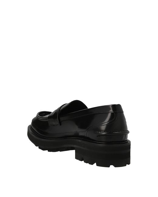 McQueen Black Moccasin In Brushed Leather for men