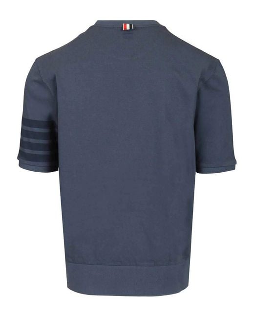 Thom Browne Blue 4 Bar T-Shirt for men