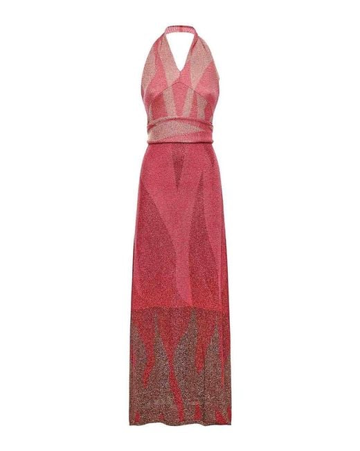 Akep Red Long Dress With A Gradient Effect