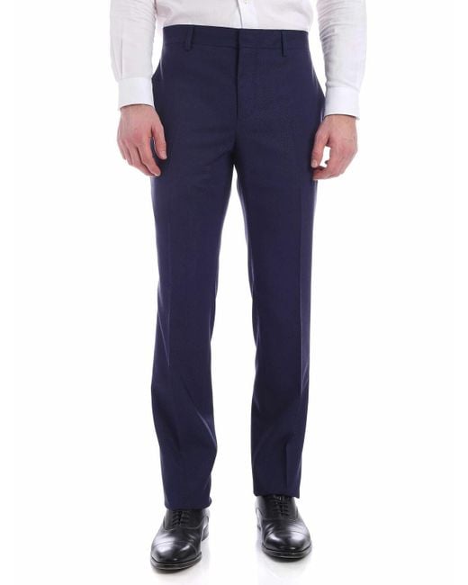 Moschino Blue Tone-On-Tone Micro Pattern Pants for men