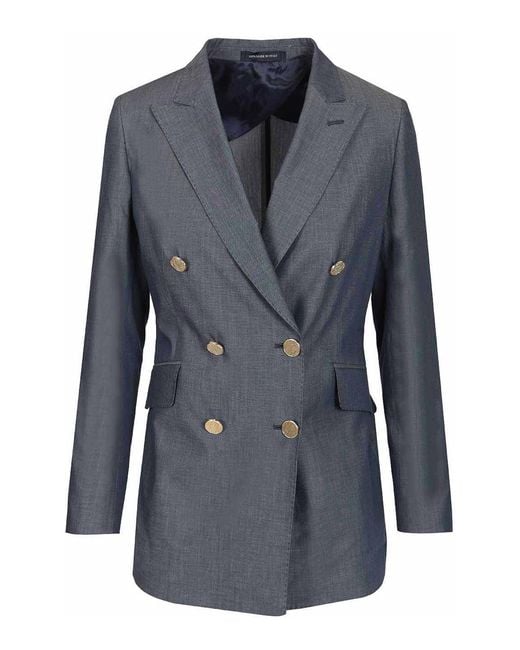 Sartoria Latorre Blue Double-Breasted Blazer