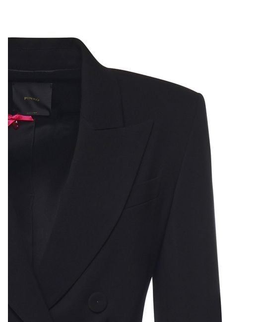 Pinko Black Double-Breasted Viscose Blazer
