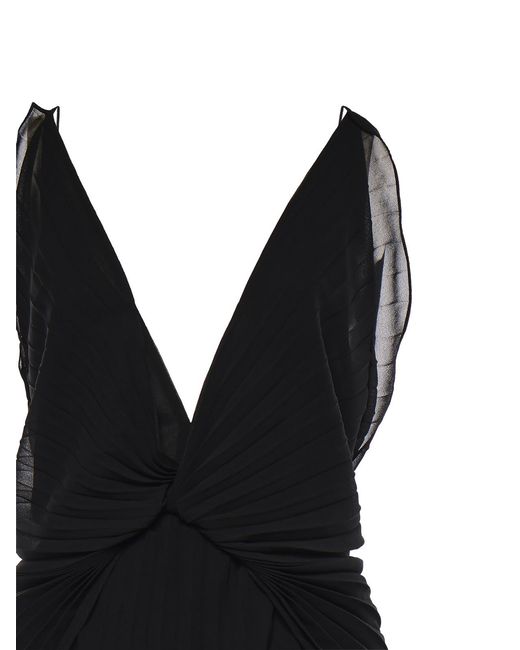 Genny Black Long Pleated Dress