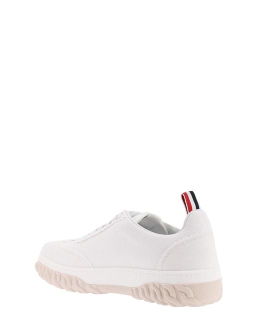 Thom Browne White Canvas Sneakers for men