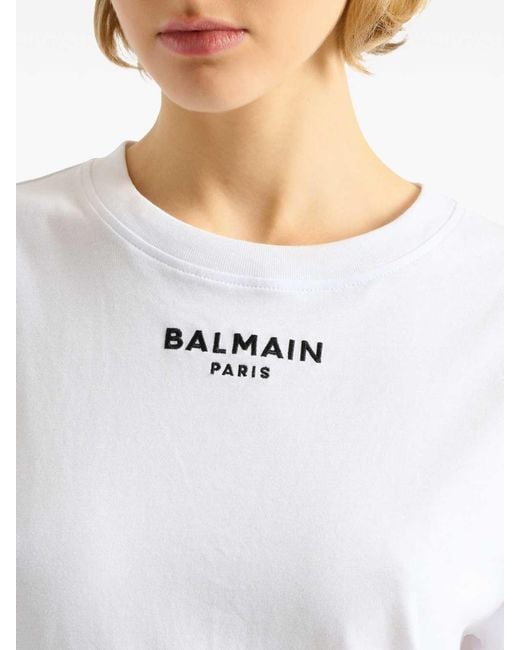 Balmain White Embroidered Paris T-Shirt