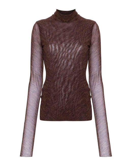 Philosophy Di Lorenzo Serafini Brown Mlange Effect Mock Neck Top