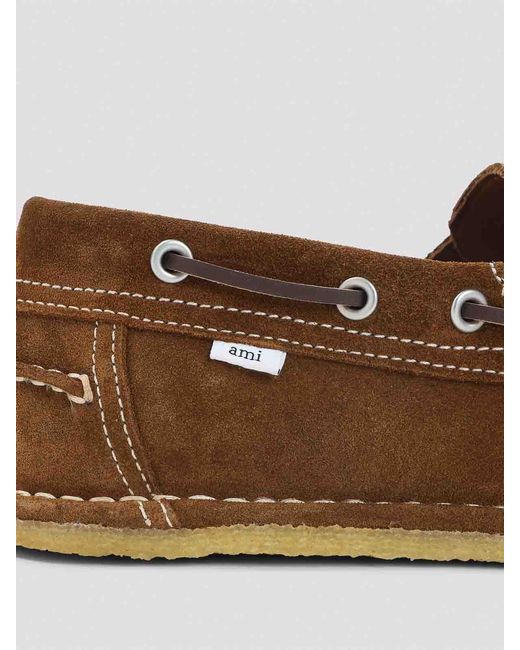 AMI Brown Ami Boat Loafers for men
