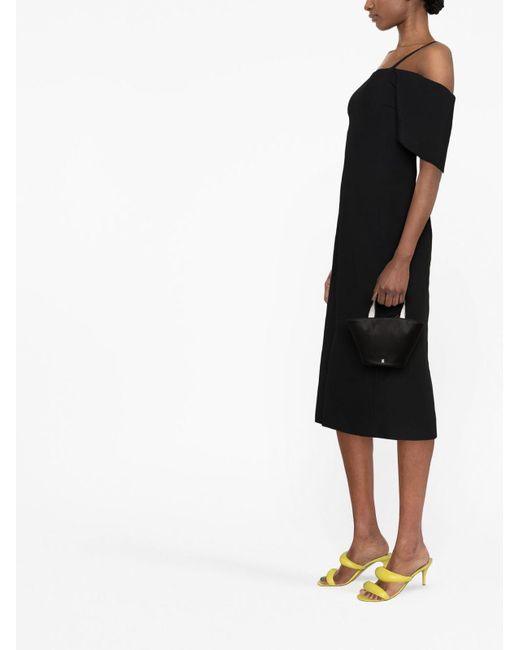 Victoria Beckham Black Off-Shoulder Midi Dress