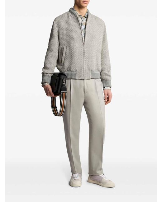 Etro Gray Stretch Jacquard Trousers for men
