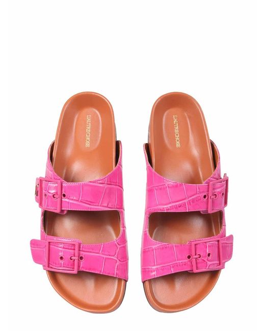 L'Autre Chose Pink Sandals With Coconut Print Leather