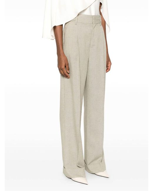Alberta Ferretti White Linen And Viscose Trousers