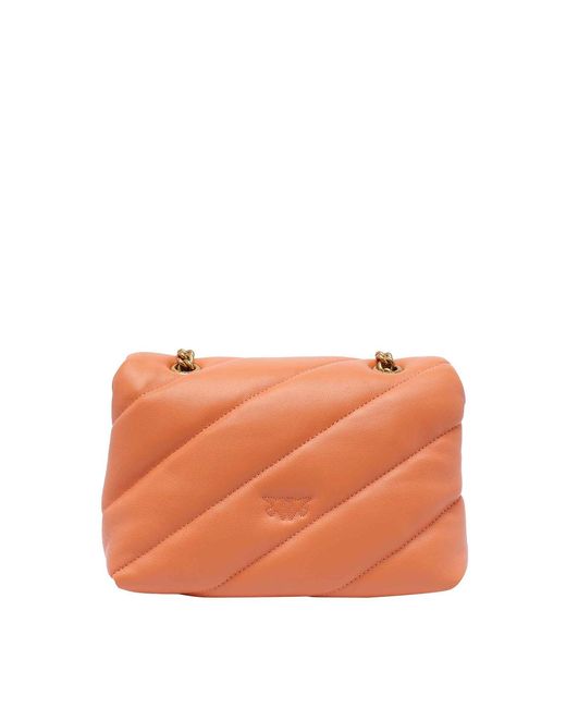 Pinko Orange Mini Love Puffer Crossbody Bag