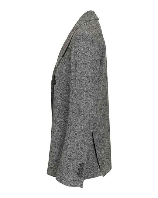 Emporio Armani Gray Double-Breasted Blazer