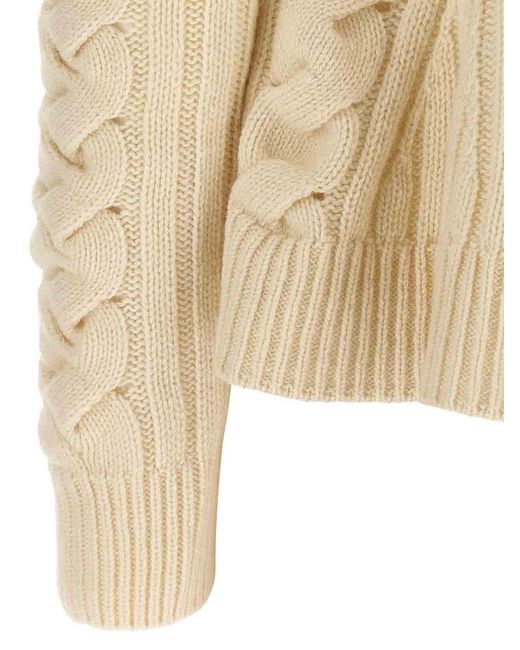 McQueen Natural 'Peplum Cable' Sweater