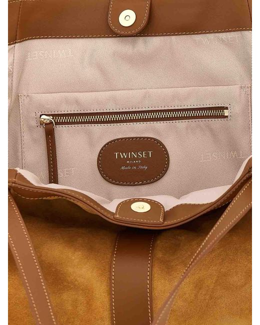 Twinset Brown Suede Shopping Bag