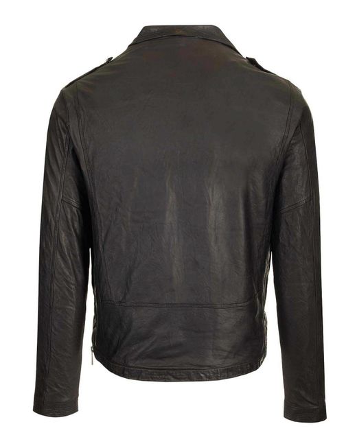 Giorgio Brato Black Lamb Leather Biker Jacket for men