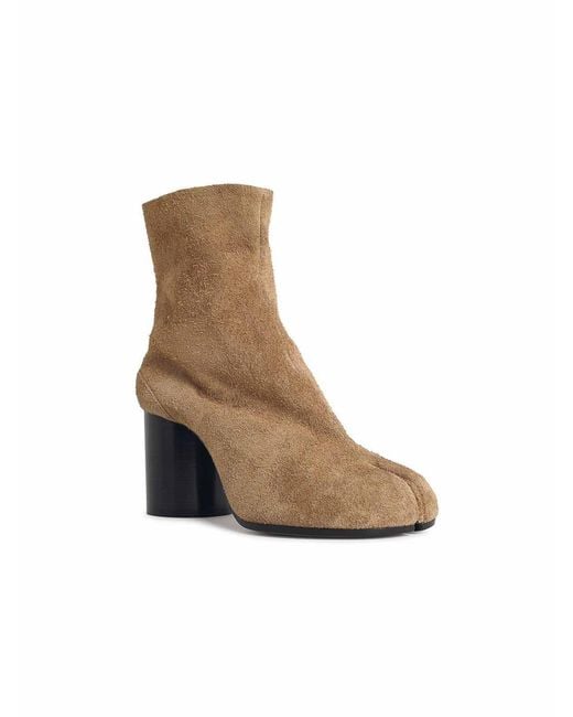 Maison Margiela Brown Camel Suede Tabi Ankle Boots