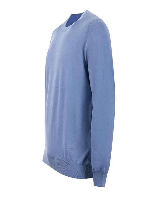 Fay Blue Cotton Yarn Sweater for men