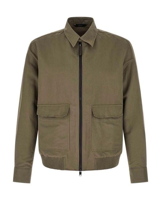 Brioni Green Linen Cotton Blouson for men