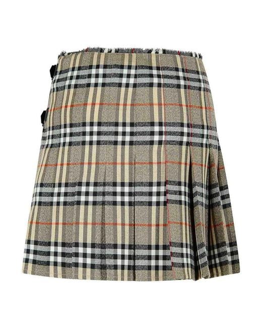 Burberry Gray Wool Mini Kilt