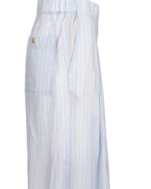 Dries Van Noten White Striped Wide-Leg Trousers