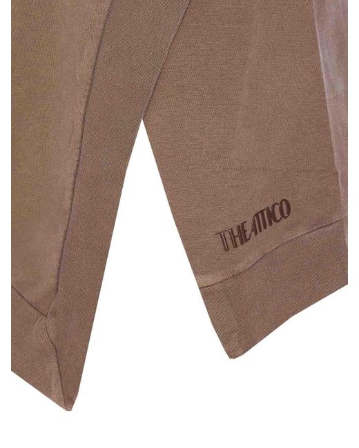 The Attico Brown Asymmetric Hem Wrap Detail Dress