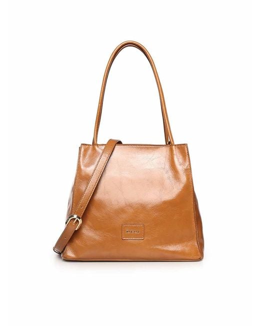 BIASIA Brown Leather Shoulder Bag