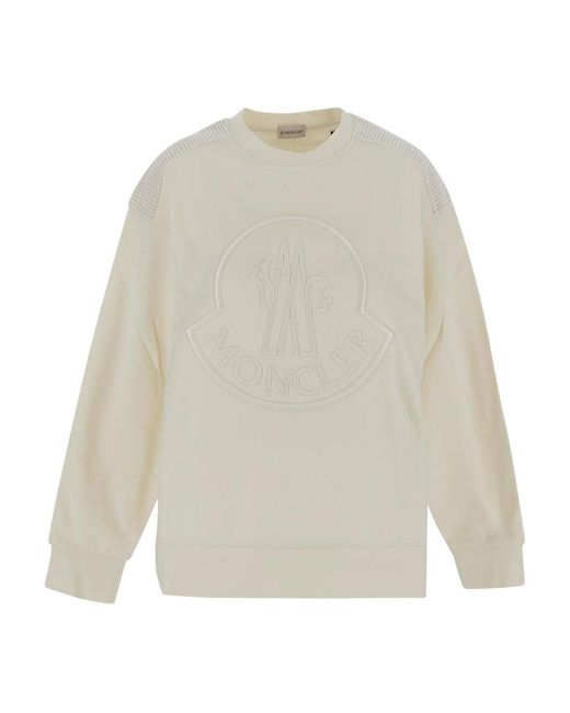 Moncler White Sweatshirt With Long Sleeves