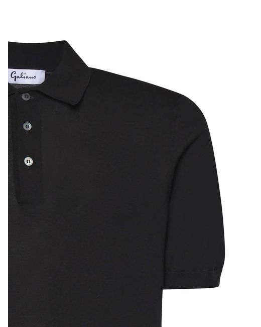 Giuliano Galiano Black Cotton Polo for men