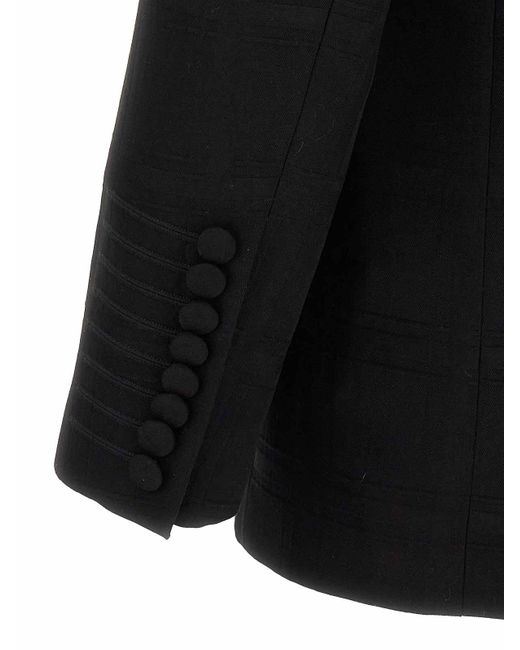 Etro Black Check Double-Breasted Blazer for men