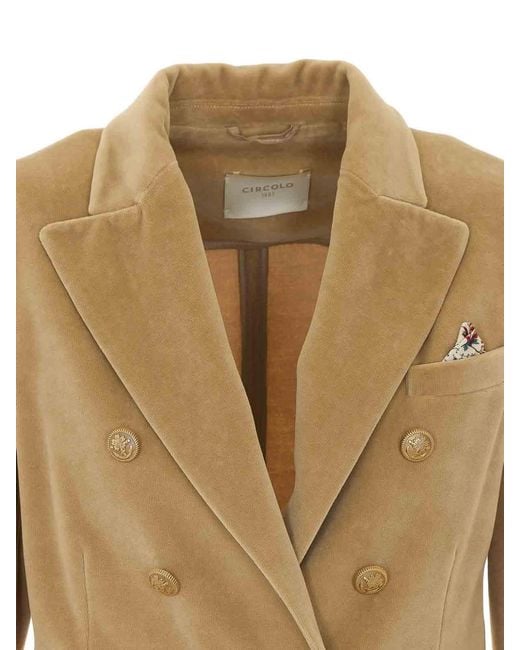Circolo 1901 Natural Double Breasted Button Velvet Jacket