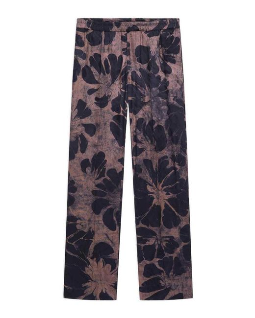 Dries Van Noten Blue Viscose Floral Trousers for men
