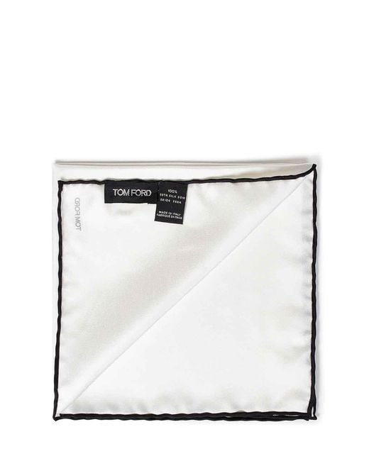 Tom Ford White Silk Satin Pocket Square for men