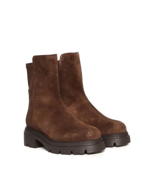 Stuart Weitzman Brown 5050 Hudson Lite Bootie Ankle Boots
