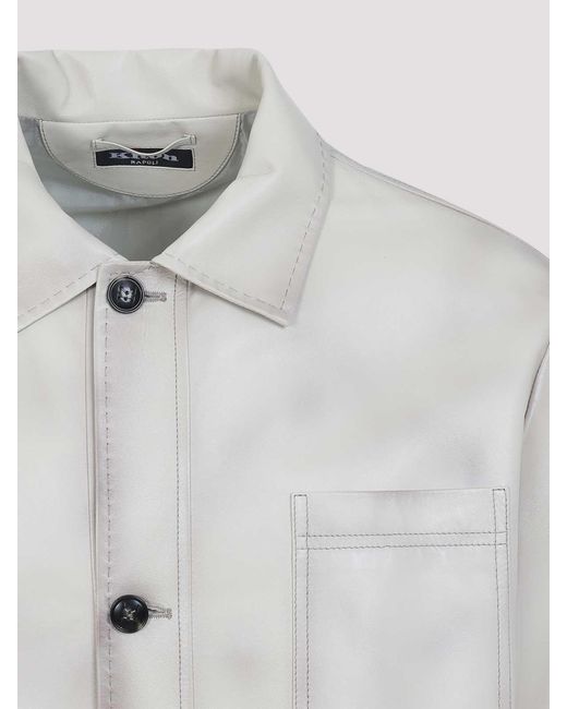 Kiton White Lamb Leather Jacket for men