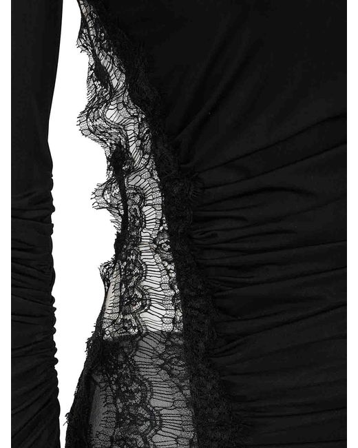 Blumarine Black Jersey Top With Lace