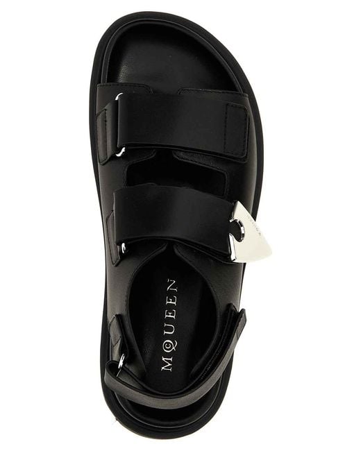 McQueen Black Leather Platform Sandals
