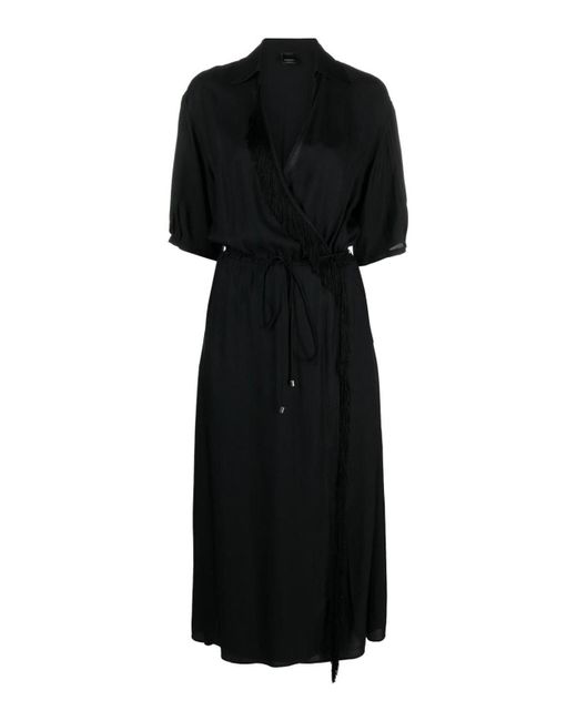 Pinko Black Wrap-around Design Dress