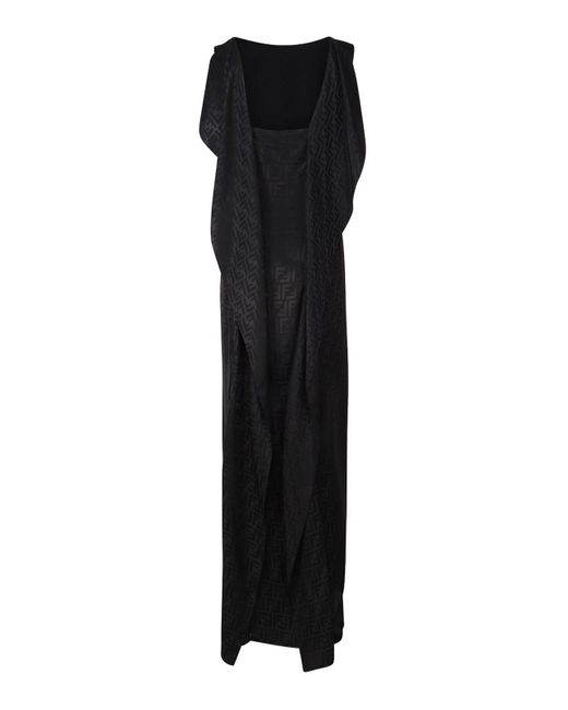 Fendi Black Ff Satin Sleeveless Dress