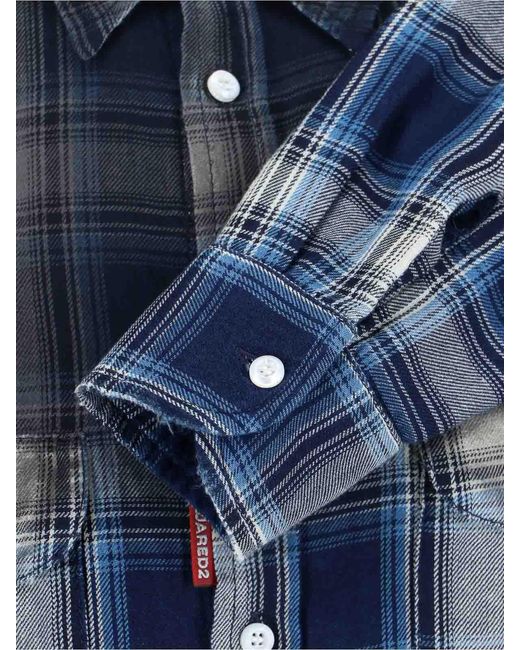 DSquared² Blue Checked Shirt for men