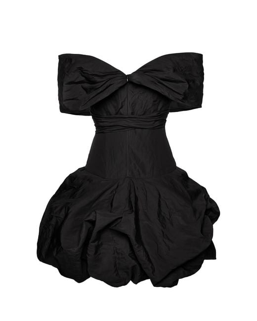 Magda Butrym Black Draped Shawl-Collar Midi Dress