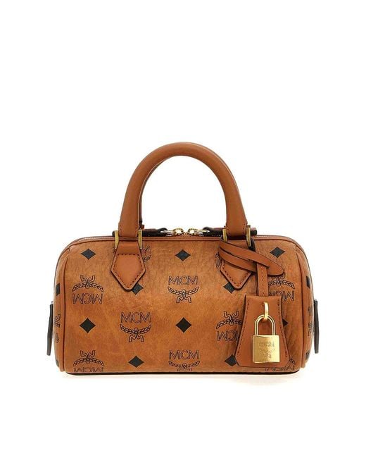 MCM Brown Ella Boston Mini Handbag