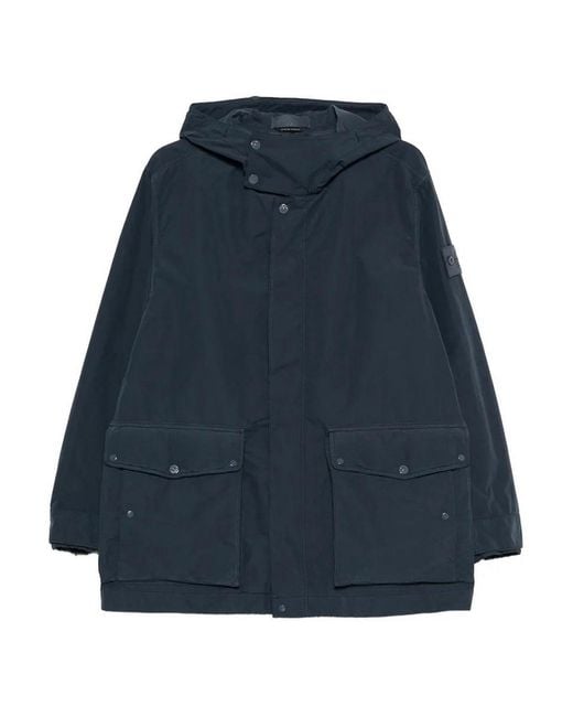 Stone Island Blue Short Parka for men
